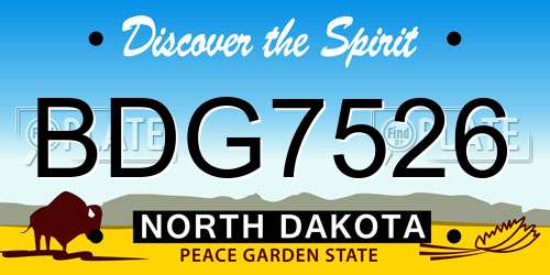 BDG7526 North Dakota License Plate