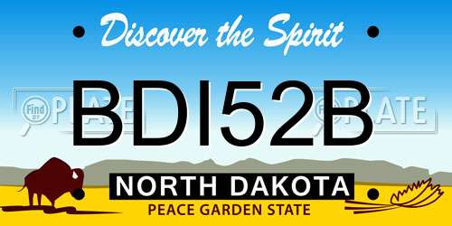 BDI52B North Dakota License Plate