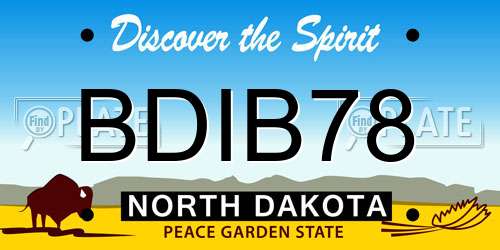 BDIB78 North Dakota License Plate