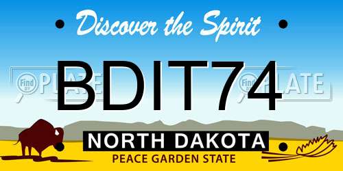 BDIT74 North Dakota License Plate