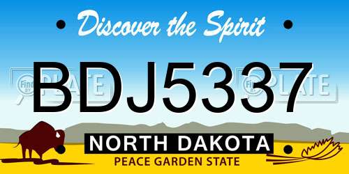 BDJ5337 North Dakota License Plate