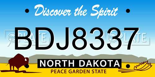 BDJ8337 North Dakota License Plate