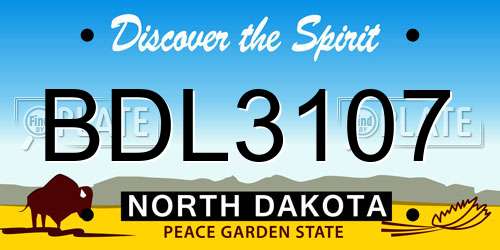 BDL3107 North Dakota License Plate