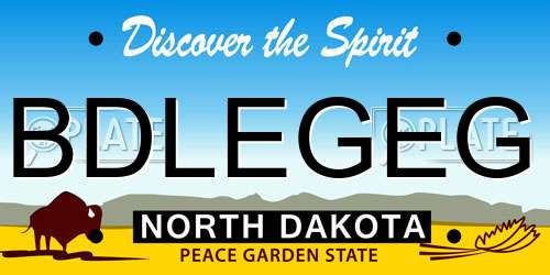 BDLEGEG North Dakota License Plate