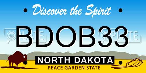 BDOB33 North Dakota License Plate