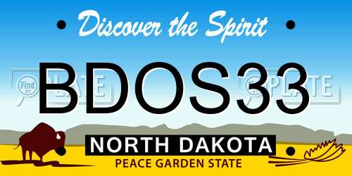 BDOS33 North Dakota License Plate