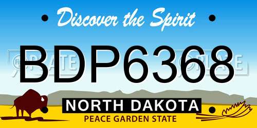 BDP6368 North Dakota License Plate