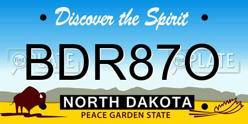 BDR87O North Dakota License Plate