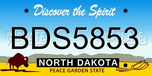 BDS5853 North Dakota License Plate