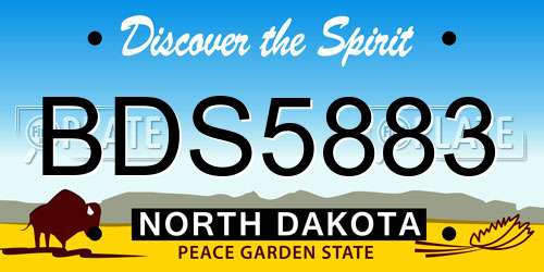 BDS5883 North Dakota License Plate