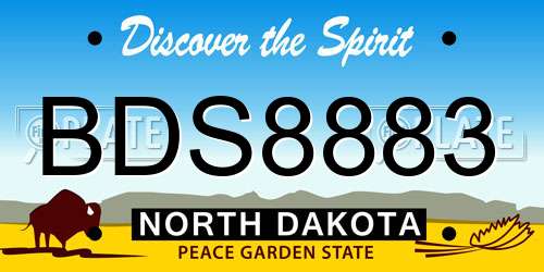BDS8883 North Dakota License Plate