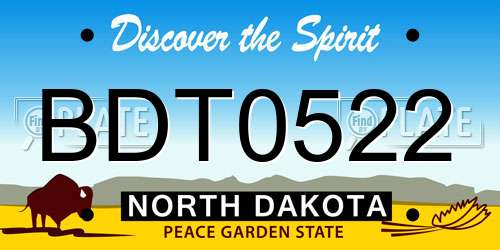 BDT0522 North Dakota License Plate