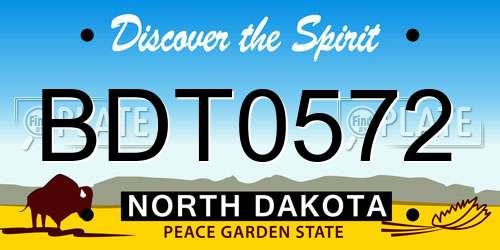 BDT0572 North Dakota License Plate