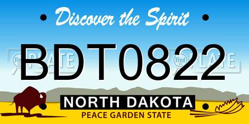 BDT0822 North Dakota License Plate