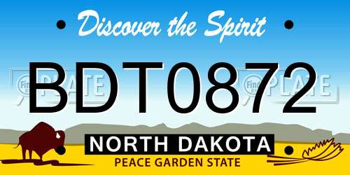 BDT0872 North Dakota License Plate