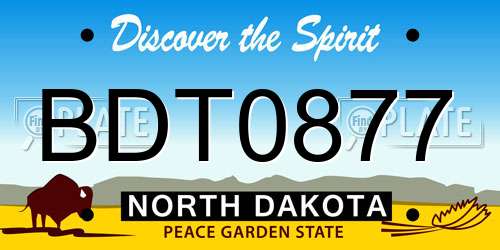 BDT0877 North Dakota License Plate