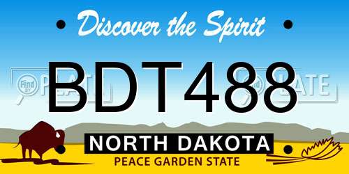BDT488 North Dakota License Plate