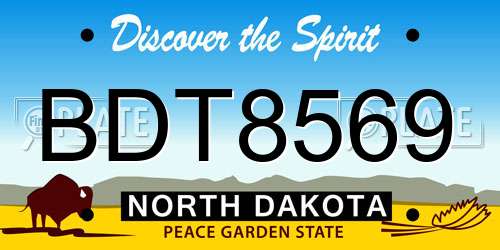BDT8569 North Dakota License Plate