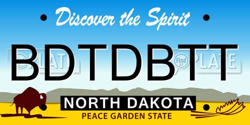 BDTDBTT North Dakota License Plate
