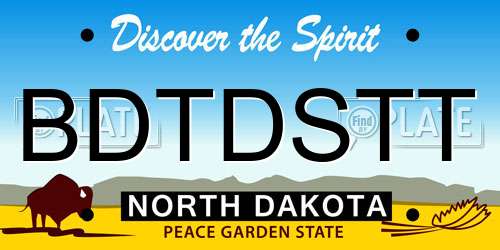 BDTDSTT North Dakota License Plate