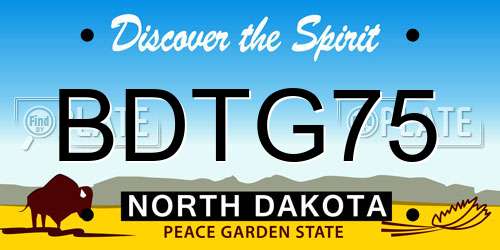 BDTG75 North Dakota License Plate
