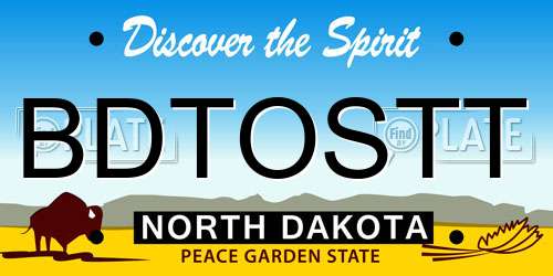 BDTOSTT North Dakota License Plate