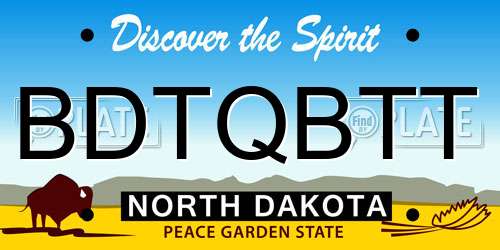 BDTQBTT North Dakota License Plate