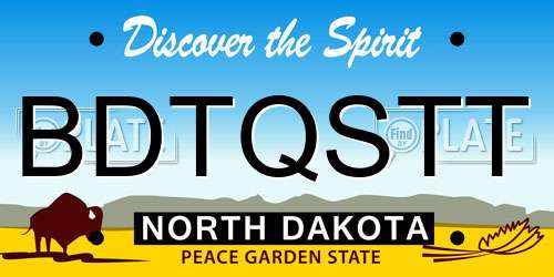 BDTQSTT North Dakota License Plate