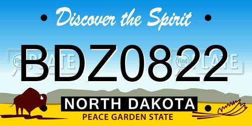 BDZ0822 North Dakota License Plate
