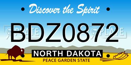 BDZ0872 North Dakota License Plate