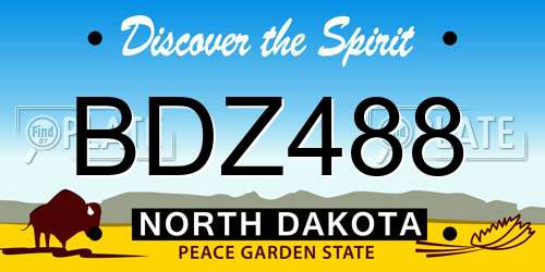 BDZ488 North Dakota License Plate