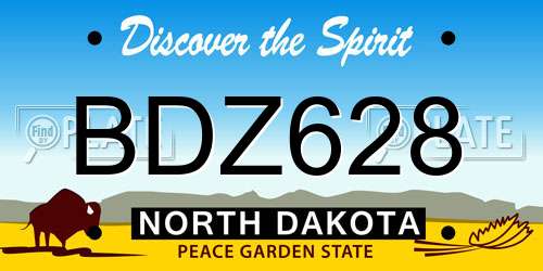 BDZ628 North Dakota License Plate
