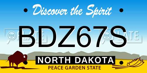 BDZ67S North Dakota License Plate
