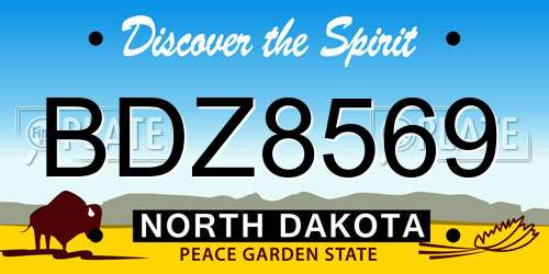 BDZ8569 North Dakota License Plate