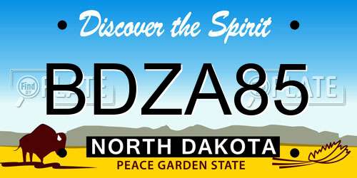 BDZA85 North Dakota License Plate