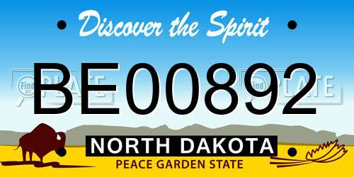 BE00892 North Dakota License Plate
