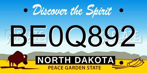 BE0Q892 North Dakota License Plate