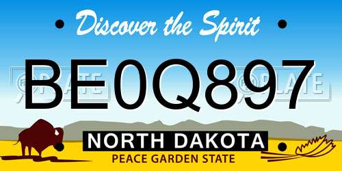 BE0Q897 North Dakota License Plate