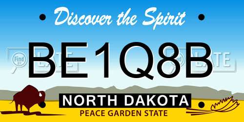 BE1Q8B North Dakota License Plate