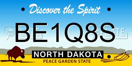 BE1Q8S North Dakota License Plate