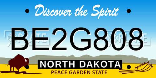 BE2G808 North Dakota License Plate