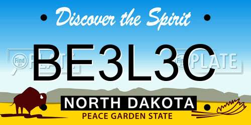 BE3L3C North Dakota License Plate