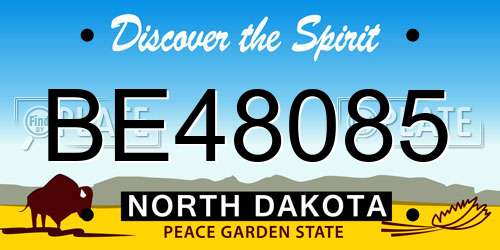 BE48085 North Dakota License Plate