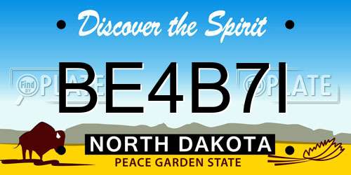 BE4B7I North Dakota License Plate