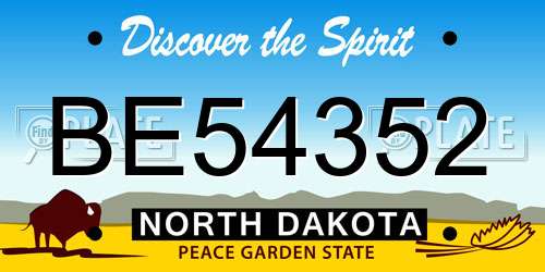 BE54352 North Dakota License Plate