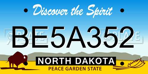 BE5A352 North Dakota License Plate