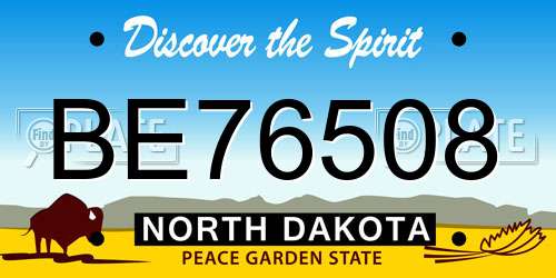 BE76508 North Dakota License Plate