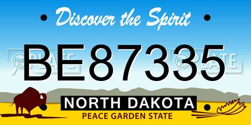 BE87335 North Dakota License Plate