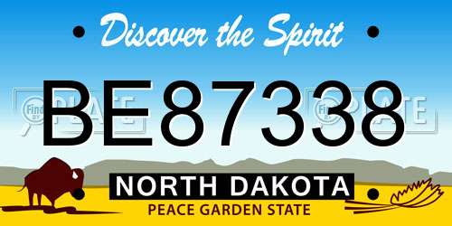 BE87338 North Dakota License Plate