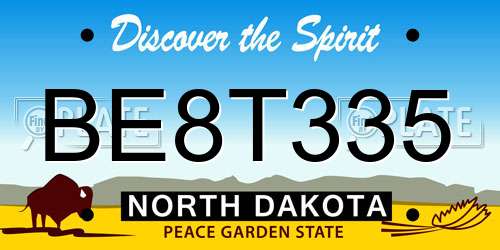 BE8T335 North Dakota License Plate
